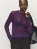 Suéter de Mohair con Cuello Redondo Transfronterizo Estilo Europeo y Americano Nuevo Primavera/Verano 2025 Cómodo Tejido Base Suéter Semi-Transparente para Mujer