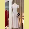 Vestido Rosa Francés Único y Hermoso con Cintura Pellizcada para Primavera y Verano, Estilo de Lujo Ligero y de Gama Alta, Falda Larga y Vestido Ligero de Estilo Femenino