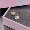 Pendientes Pequeños Lindos Microincrustados con Diamantes Pendientes de Pin de Plata Tendencia de Moda Personalidad Popular Sencillo
