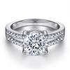 Anillo de Plata 925 Tonglin Boda de Moda Boda Zircón de 1 quilate Anillo de Diamante de Cuatro Garras Soporte Anillo de Compromiso de Diamante Anillo para Mujer