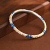 Ciervo Dorado Rey Plata Chapado en Oro Gota de Aceite Palo Hueco Flor de Cerezo Artístico Elegante Lujo Ligero Pulsera de Plata de Ley 999 para Mujer