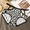 Popular Ropa Interior Sexy para Mujer de Hielo Sedoso Sin Costuras Hebilla Metálica Tirante Delgado Corte Hueco Color Sólido Estampado de Leopardo Entrepierna de Algodón Puro Discreto