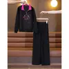 Conjunto Elegante de Trabalho Pesado com Strass Hotfix Feminino Plus Size Mulheres 2025 Novo Casual Estilo Coreano Moderno Emagrecedor Conjunto Feminino de Duas Peças