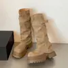 Botas de Plataforma Retro Blancas Hasta la Rodilla con Tacón Grueso para Mujer 2026 Nuevo Otoño Botas de Montar que Aumentan la Altura