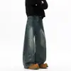 Calça jeans de perna curva estilo retrô americano, coleção de outono masculina, calça larga solta da moda, calças casuais plus size para adolescentes