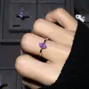 Anillo popular de estilo minimalista con forma de gota de agua y diamante morado para mujer en Xiaohongshu, diseño de nicho, anillo exquisito de alta gama para el dedo índice