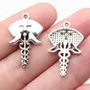 25x16mm 1.5g Plata Antigua Aleación de Ropa Accesorios Colgante Gorro de Enfermera Bastón Médico