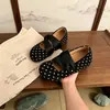 Zapatos planos retro estilo bosque de lunares con tiras retorcidas, punta redonda, suela suave y diseño plano, perfectos para combinar con vestidos para el uso diario.