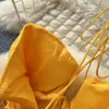 Vestido Largo Amarillo Estilo Vacaciones con Cuello Halter sin Mangas para Mujer 2026 Otoño Francés Elegante Adelgazante Dobladillo Amplio Vestido Largo Falda Elegante