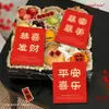 Tarjeta de Felicitación Roja Simple de Año Nuevo, Paz y Alegría, Tarjeta de Bendición de Riqueza y Prosperidad, Tarjeta Decorada con Flores y Frutas de Año Nuevo