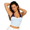 Chaleco Deportivo de Bloques de Color Patchwork Transfronterizo de Comercio Electrónico Europeo y Americano Ropa de Yoga para Mujer Top Versátil de Fitness Pilates con Almohadillas en el Pecho
