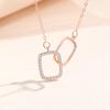 Estilo coreano quadrado duplo anel colar sterling prata s925 geométrico anel link colar moda feminina leve luxo nicho design
