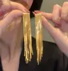 Pendientes Largos con Borlas de Gama Alta, Pendientes de Cadena Femeninos, Dulces, Frescos y que Estilizan el Rostro, Electrochapado en Oro Real, Lujo Accesible y Pendientes Exquisitos