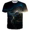 Camiseta de manga curta estampada digitalmente em 3D, popular no exterior, para o verão, solta, com efeito estereoscópico 3D para olho nu, sucesso europeu e americano