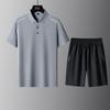 Traje Casual de Verano para Hombres de Mediana Edad y Mayores, Camiseta Deportiva de Manga Corta para el Día del Padre, Pantalones Largos, Conjunto de Tres Piezas de Talla Grande para Papá