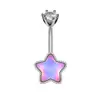 Comercio Electrónico Transfronterizo Exportación Anillo de Ombligo con Forma de Estrella de Colores Aurora Botón de Ombligo Incrustado con Circonio Ventas Directas de Fábrica Joyería para Perforación Corporal