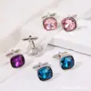 AliExpress Amazon Nuevos Gemelos Redondos de Cristal Diamantado Moda Piedra Preciosa Gemelos para Camisa