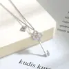 Colar com pingente de fechadura de chave simples e popular estilo europeu e americano, moda feminina, colar curto de microzircônia e clavícula