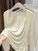 Cárdigan largo de punto de seda refrescante con vestido camisola de verano, seda helada adelgazante, top con cuello en V, chal, prenda exterior para mujer, qipao