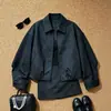 Outono de 2026 Novo Estilo Coreano Chique Exquisito Petite Delicado Estiloso Super Bonito Conjunto de Outerwear Azul Marinho Saia