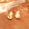 Nuevos Pendientes de Nácar Natural Estilo Antiguo Chinoiserie Aguja de Plata S925 Pendientes de Calabaza con Circonita Pendientes Exquisitos Simples Elegantes para Mujer