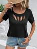 2026 Moda Feminina Primavera e Verão Transfronteiriça Europeia e Americana Comércio Exterior Cor Sólida Casual Moda Decote no Peito Manga Curta Solta Camiseta