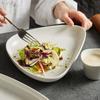 Plato de Ensalada con Forma Especial de Guijarro Plato Occidental para Bistec Vajilla de Cerámica para Hotel Restaurante Plato de Concepción Artística Presentación con Taza para Salsa