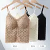 Colete Camisola de Renda Vazada Estilo Doce e Picante Outono/Inverno Novo para Mulheres com Bojos Conforto Escovado Moda Roupa Íntima