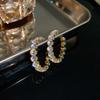 Brincos Geométricos Exquisitos Vintage com Diamantes, Estilo Europeu e Americano, Populares no Instagram, Luxo Leve, High-End, Brincos de Nicho para Mulheres