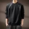 Moletom Pesado Americano Retro de Alta Qualidade para Homens, Nova Moda Outono Marca Cor Blocada Solto Casual Gola Redonda Manga Longa Camiseta para Homens