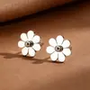 Set de Joyería de Acero de Titanio Flor de Margarita: Tobillera de Crisantemo, Aretes, Collar, Pulsera Conjunto, Conjunto de Margaritas Pequeñas de Verano