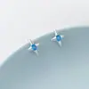 Nalan Plata de Ley S925 Moda de Nicho Estilo Fresco Lujo de Alta Gama Accesible Diamante Azul Estrella de Cuatro Puntas Gancho para Oreja M07241