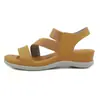 Js554-2 Europeas y Americanas 2025 Nuevo Verano Casual al Aire Libre Elásticas Simples de Cuña Sandalias de Playa para Mujer
