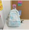 Mochila japonesa sencilla con teñido anudado para estudiantes de secundaria, de gran capacidad, estilo Harajuku coreano