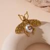 Broche de perla de abeja de simulación desgastada metálica retro, estilo nicho europeo y americano, ramillete de alfiler de alta calidad para mujer