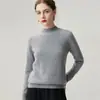 Suéter feminino de cashmere 100% cashmere puro suéter de gola alta meia gola para mulheres, nova blusa base de malha slim fit para outono e inverno