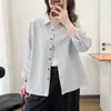 Camisa retro de estilo japonés a rayas Oxford para mujer, alta calidad, corte relajado, adelgazante, chaqueta versátil de manga larga, moda estudiantil