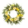 Amazon Corona de Fruta Limón de Verano para el Hogar, Boda, Casa de Campo, Fiesta, Camelia Artificial Colgante de Pared, Corona Luminosa