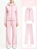Conjunto de Sudadera y Pantalón de Chándal de Forro Polar de Dos Piezas para Otoño e Invierno con Cremallera Dorada, Chaqueta para Mujer Combinada con Pantalones de Pierna Ancha, Adelgazante, Cálido y Casual