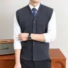 Chaleco de punto grueso estilo "Old Money" para hombre yingao Otoño Invierno Nuevo Cálido Capa base de negocios para mediana edad