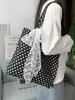 Blogger Coreana Ins Bolsa de Lona Ondas Retrô com Bolinhas Menina Estudante Aula Versátil Grande Capacidade Bolsa de Ombro de Veludo Cotelê