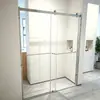 Box de Banho Reto com Moldura e Portas de Vidro Duplas Deslizantes, Divisória de Banheiro com Separação Seca e Úmida, Atacado Personalizado Transfronteiriço