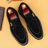 Zapatos de Cuero Puntiagudos para Hombre, Nuevo Estilo 2026, Zapatos Casuales de Negocios para Hombre, Cuero Genuino, Hebilla Estilo Británico Slip-On Zapatos Formales Monk