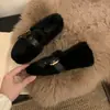 Primeiro Encontro Sapatos de Pelo Branco Ji Sapatos Femininos 2026 Outono Inverno Plus Veludo Quente Sapatos de Algodão Versáteis Sapatos de Feijão
