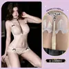 Lencería Atrevida de Alta Gama, Escote Profundo en V, Encaje Sexy Transparente, Tentación, Ceñida a la Cadera, Coqueteo, Interés Sexual, Uniforme Sexy Erótico