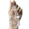 Cadena para Teléfono Colgante de Luna con Cuentas de Flor de Rosa Incrustadas, Correa Colgante Delicada Estilo Hada, Cadena para Funda de Teléfono Estilo Muñeca