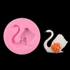 Molde de Silicone Flor Rosa Cisne Tridimensional, Molde para Fondant Chocolate, Acessórios para Decoração de Bolo de Casamento, Forma de Bolo