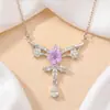 Collar Alas de Ángel Flor Pequeña Gota de Agua Circonita Microincrustada Accesorios de Collar para Mujer Lujo Ligero Temperamento Sensación de Alta Gama Accesorios de Collar