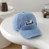 Gorra de Béisbol Vintage de Mezclilla para Niños y Niñas con Parches de Letras y Agujeros, Sombrero para el Sol Infantil para Primavera y Otoño