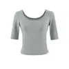 152-Camiseta da Moda Estilo Europeu e Americano com Decote Baixo e Manga Média para Mulheres Nova Coleção Primavera/Verão 2026 Top Básico Sexy Emagrecedor